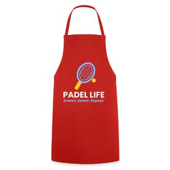 Padel Life Shirt Smash Sweat Repeat Padel Player - Kochschürze - Rot - Vorne - AI Model Male 185 dark (185cm)