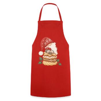Schlafender Wichtel auf Weihnachtsplätzchen - Kochschürze - Rot - Vorne - AI Model Male 185 dark (185cm)