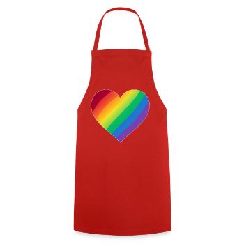 Gradient Rainbow Heart - Kochschürze - Rot - Vorne - AI Model Male 185 dark (185cm)
