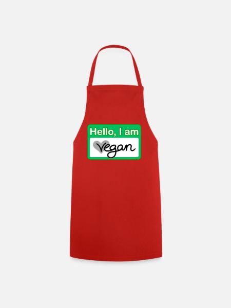 Hello, I am vegan Namensschild - Kochschürze - Rot