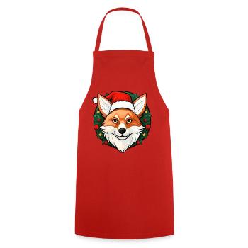 Fuchs Weihnachtsmann - Kochschürze - Rot - Vorne - AI Model Male 185 dark (185cm)