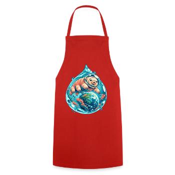 Kleine Tardigrade Kosmische Reise - Kochschürze - Rot - Vorne - AI Model Male 185 dark (185cm)
