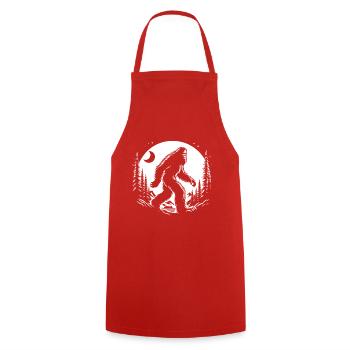 Bigfoot Moon Forest Night Silhouette - Kochschürze - Rot - Vorne - AI Model Male 185 dark (185cm)
