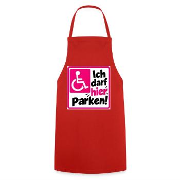 Ich darf hier Parken Sign - Kochschürze - Rot - Vorne - AI Model Male 185 dark (185cm)
