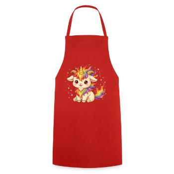 Unicorn Fire Goat Shirt Einhorn Feuer Ziege  - Kochschürze - Rot - Vorne - AI Model Male 185 dark (185cm)