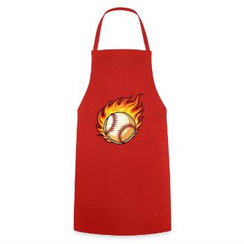 Flaming BaseBall - Kochschürze - Rot - Vorne - AI Model Male 185 dark (185cm)
