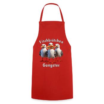 Möven Fischbrötchen Diebe - Kochschürze - Rot - Vorne - AI Model Male 185 dark (185cm)
