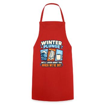 Winter Sprung Kaltwasser-challenge Schwimmfinisher - Kochschürze - Rot - Vorne - AI Model Male 185 dark (185cm)