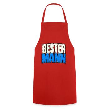 Bester Mann – Lustiger Männer Spruch - Kochschürze - Rot - Vorne - AI Model Male 185 dark (185cm)
