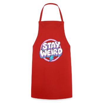 Stay Weird Pastell-Schriftzug mit Blitz - Kochschürze - Rot - Vorne - AI Model Male 185 dark (185cm)