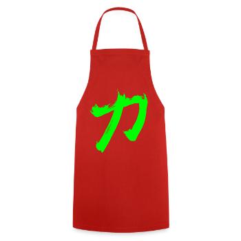 Kraft Auf Japanisch - Kanji Schriftzeichen - Kochschürze - Rot - Vorne - AI Model Male 185 dark (185cm)