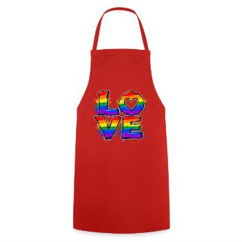 Liebe im Regenbogen-Look - Kochschürze - Rot - Vorne - AI Model Male 185 dark (185cm)