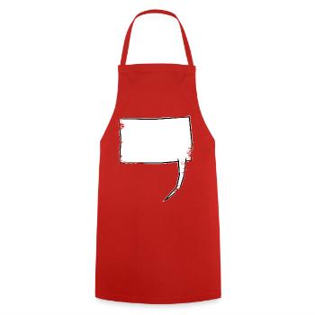 Eckige Sprechblase weiß lang Used-Look - Kochschürze - Rot - Vorne - AI Model Male 185 dark (185cm)
