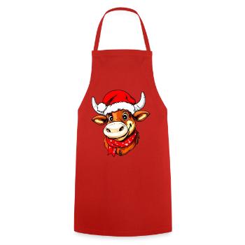 Weihnachtsmann Stier - Kochschürze - Rot - Vorne - AI Model Male 185 dark (185cm)