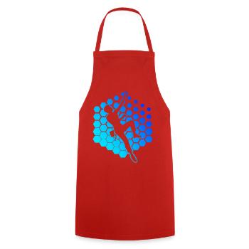Geschenkidee für einen Kletterer mit Sportklettern - Kochschürze - Rot - Vorne - AI Model Male 185 dark (185cm)