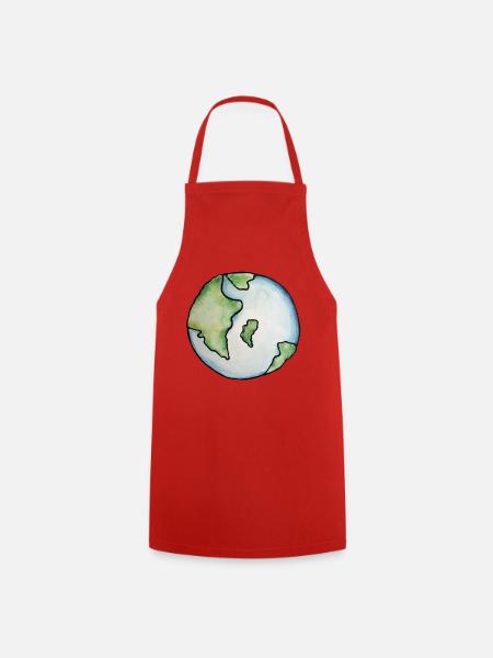 Aquarell-Erdkugel-Druck - Kochschürze - Rot