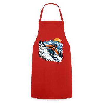 Snowboard Freeride im Pulverschnee - Kochschürze - Rot - Vorne - AI Model Male 185 dark (185cm)