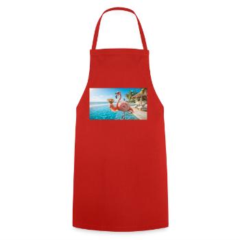 Flamingo feiert Happy Hour am Pool - Kochschürze - Rot - Vorne - AI Model Male 185 dark (185cm)