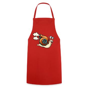 Turbo-Schnecken-Zeichentrickmotor - Kochschürze - Rot - Vorne - AI Model Male 185 dark (185cm)