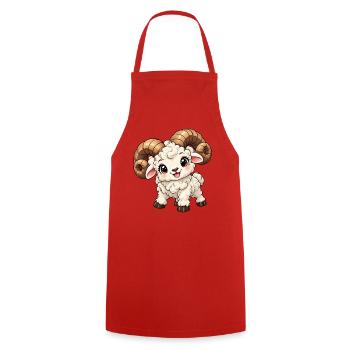 Widder Sternzeichen im Kawaii-Stil - Kochschürze - Rot - Vorne - AI Model Male 185 dark (185cm)
