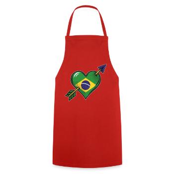 Brasilien Flagge Herz mit Pfeil - Kochschürze - Rot - Vorne - AI Model Male 185 dark (185cm)