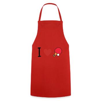 I love table tennis/ping pong - Cooking Apron - red - Front - AI Model Male 185 dark (185cm)