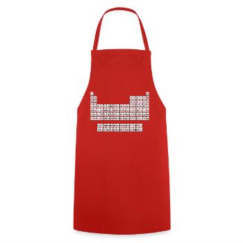 NOUVEAU Tableau périodique des éléments - Tablier de cuisine - rouge - Devant - AI Model Male 185 dark (185cm)