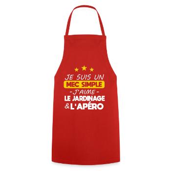 Jardin - Homme - Jardinage - Jardin - Cadeau - Tablier de cuisine - rouge - Devant - AI Model Male 185 dark (185cm)