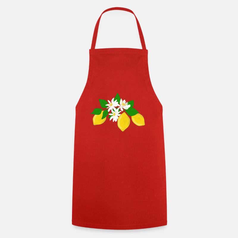 Citrons, fleurs de citron - Tablier de cuisine - rouge