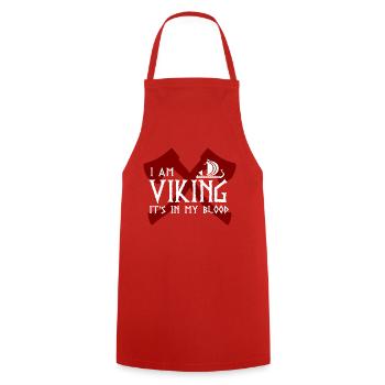 logo hache viking - Tablier de cuisine - rouge - Devant - AI Model Male 185 dark (185cm)