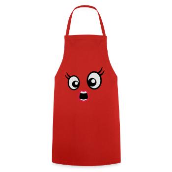 Erschrocken gucken Cartoon Gesicht Frau Weiblich - Kochschürze - Rot - Vorne - AI Model Male 185 dark (185cm)