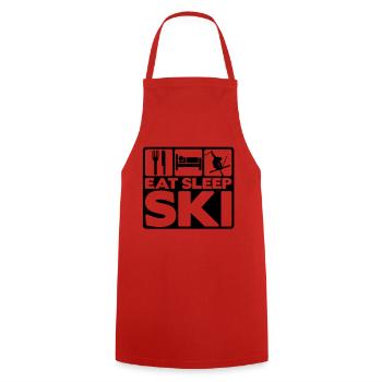 eat sleep ski 04 - Kochschürze - Rot - Vorne - AI Model Male 185 dark (185cm)