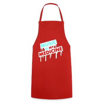 La musique est ma médecine Graffiti Spruch Musik Party - Tablier de cuisine - rouge - Devant - AI Model Male 185 dark (185cm)