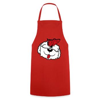 Dog Butterfly Nose Cute Funny Happy Comic - Cooking Apron - red - Front - AI Model Male 185 dark (185cm)