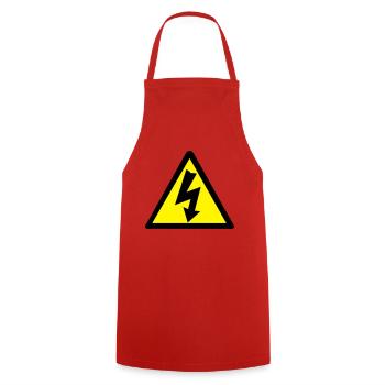 Electricity Warning - Cooking Apron - red - Front - AI Model Male 185 dark (185cm)