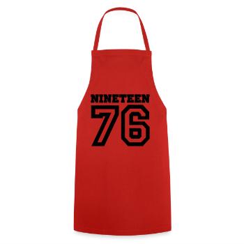 1976 - Cooking Apron - red - Front - AI Model Male 185 dark (185cm)