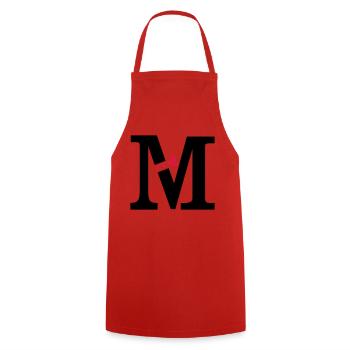 Capital letter M with hearts - Cooking Apron - red - Front - AI Model Male 185 dark (185cm)