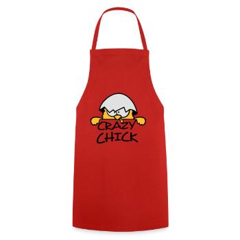 Crazy crazy chick behind wall - Cooking Apron - red - Front - AI Model Male 185 dark (185cm)
