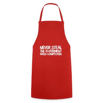 the government hates competition - Cooking Apron - red - Front - AI Model Male 185 dark (185cm)