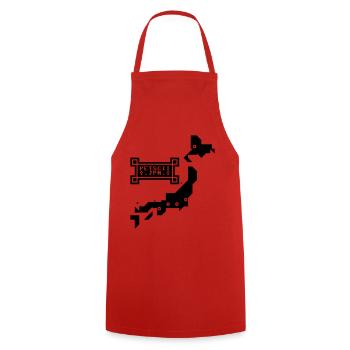 PETSCII japan - Kochschürze - Rot - Vorne - AI Model Male 185 dark (185cm)
