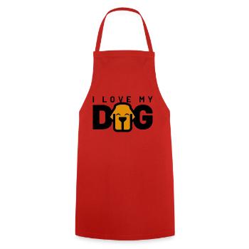 I LOVE MY DOG - Cooking Apron - red - Front - AI Model Male 185 dark (185cm)