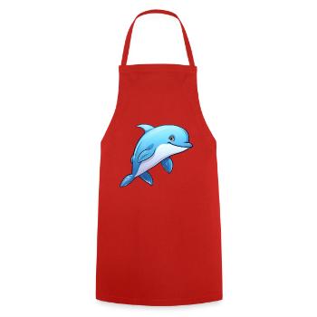 Delfin - Kochschürze - Rot - Vorne - AI Model Male 185 dark (185cm)