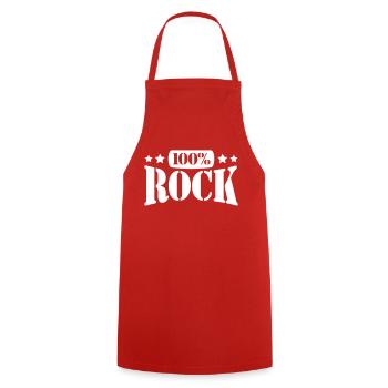 100 % Prozent Rock Heavy Metal Musik Text Logo Fun - Kochschürze - Rot - Vorne - AI Model Male 185 dark (185cm)
