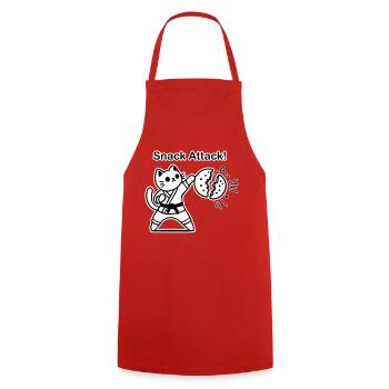 Karate-Katze, die einen Keks schlägt - Snack Attack Design - Kochschürze - Rot - Vorne - AI Model Male 185 dark (185cm)
