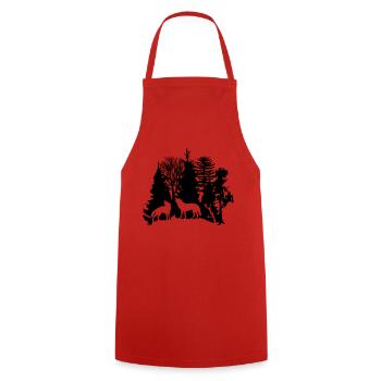 wolf pack wolves howling wild animal moon forest - Cooking Apron - red - Front - AI Model Male 185 dark (185cm)