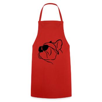 Bulldog glasses (G) - Cooking Apron - red - Front - AI Model Male 185 dark (185cm)