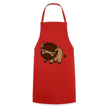 Sweet large bison - Cooking Apron - red - Front - AI Model Male 185 dark (185cm)