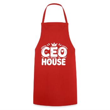 CEO of the House - Cooking Apron - red - Front - AI Model Male 185 dark (185cm)