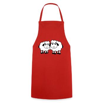 Zwei Schafe Freunde Team Crew Süß Klein Baby Lieb - Kochschürze - Rot - Vorne - AI Model Male 185 dark (185cm)