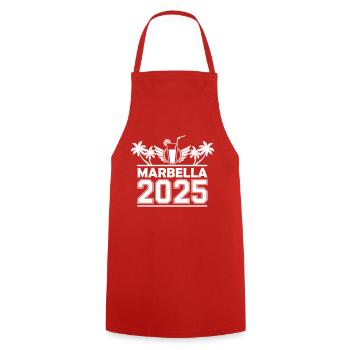 Marbella 2025 - Cooking Apron - red - Front - AI Model Male 185 dark (185cm)
